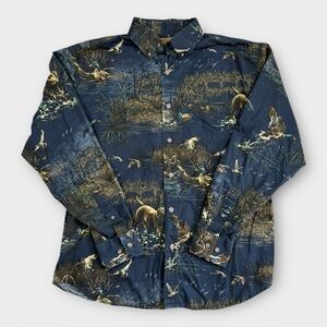 Morgan Creek Outfitters Hunting Shirt M Duck Print Dog Camo Outdoors 100% Cotton